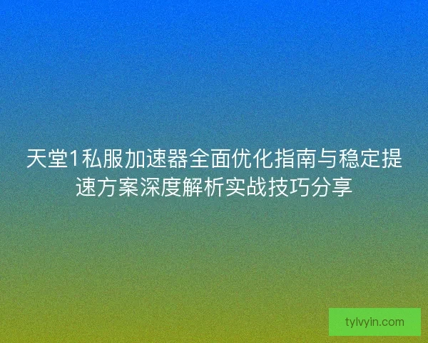 天堂1私服加速器全面优化指南与稳定提速方案深度解析实战技巧分享